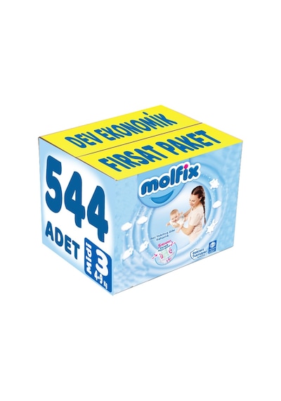 Molfix Bebek Bezi Beden:3 4-9kg Midi 544 Adet Ekstra Fırsat Pk 3 Numara