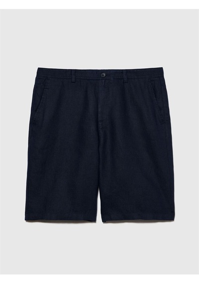 Sisley %100 Keten Slim Fit Bermuda Şort Erkek Lacivert Şort - 325p4aghs9010
