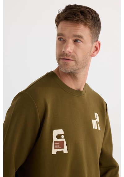 Tudors Erkek Relax Fit Rahat Kesim Pamuklu Lastikli Kol Bisiklet Yaka Baskılı Haki Sweatshirt-37305 Haki Tudors Erkek Relax Fit Rahat Kesim Pamuklu Lastikli Kol Bisiklet Yaka Baskılı Haki Sweatshirt-37305 Haki