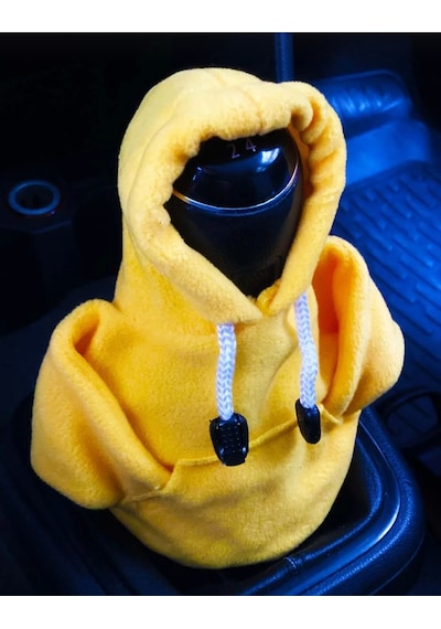 Vites Kılıfı Uyumlu Kapşonlu Sweatshirt Vitese Geçmeli Vites Topuzu Kılıfı Sarı