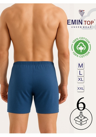Mercan Erkek Boxer Short 6'lı - İndigo Boxer Şort Mavi
