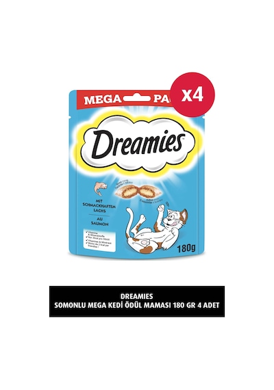 Dreamies Somonlu Mega Paket Yetişkin Kedi Ödül Maması 4 x 180 G
