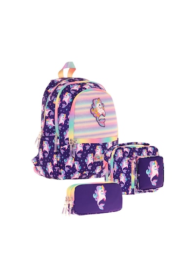 Kaukko Kids Üçlü Kız Çocuk İlkokul Okul Çantası Seti L5228+l7228+l8228 Mor - Kauçuk Unicorn Mor