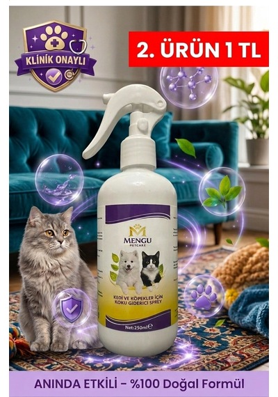 Kedi Kumu Ve Tuvaleti Koku Giderici - Bebek Pudrası Kokulu İdrar Ve Çişi Leke Çıkarıcı Sprey 250 Ml