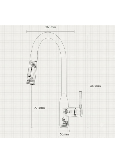Inox Spiralli Mutfak Bataryası - 44 Cm Yüksek Tasarım, 2 Fonksiyonlu Çek-bırak Başlık 60cm Uzayan Hortum , Fırçalı Çelik Görünümü Modern Eviye Musluğu Antrasit Gri Çok Renkli