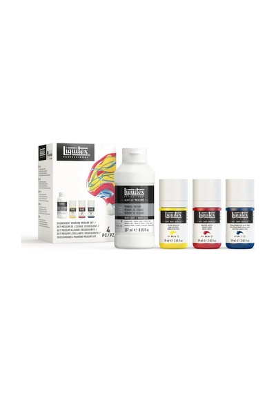 Liquitex Professional Akrilik Sedefli Pouring Medyum + Soft Body Akrilik Seti 0
