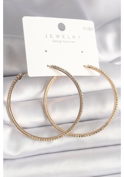 Pirinç Gold Renk Zirkon Taşlı Halka Model Kadın Küpe 5886 Çok Renkli 97126433