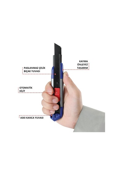 Workpro Wp212022 18mm Ağır Hizmet Alüminyum Kasa Maket Bıçağı + 10 Adet Yedek Bıçak