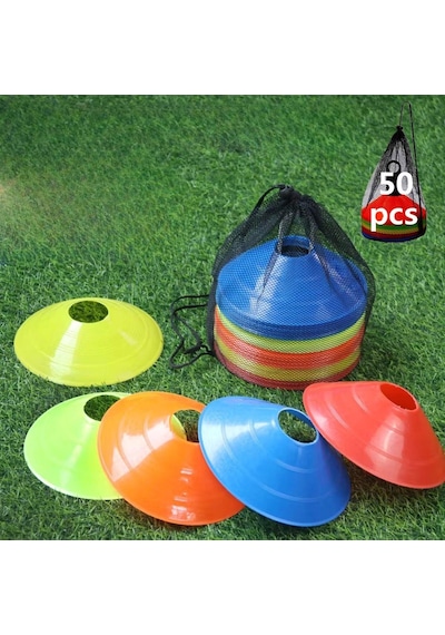 Antrenman Çanağı 50 Adet Egzersiz Fitness Futbol Konisi Seti Çok Renkli