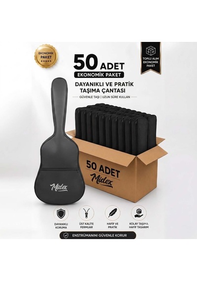 Midex Gk-30e-50x Elektro Gitar Çantası 50'li Paket Kaliteli Siyah Kılıf 50 Adet