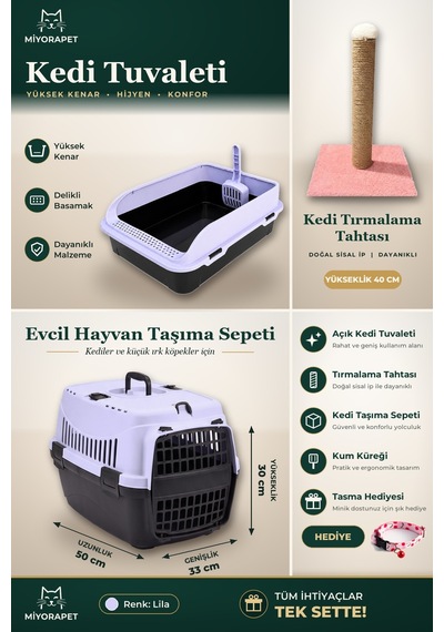 Kedi Set 5 Parça-taşıma-tırmalama-tuvalet