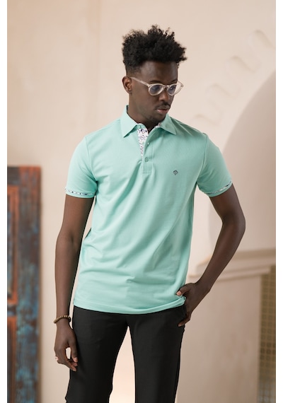 Paul Martin Regular Fit Yaka Garnili Pamuklu Polo Yaka T-shirt Mint