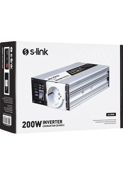 S-link Sl-200w-12 200 Watt Dc 12v - Ac 230v Anahtarlı Tek Usb Portlu Çakmaktan Power Inverter