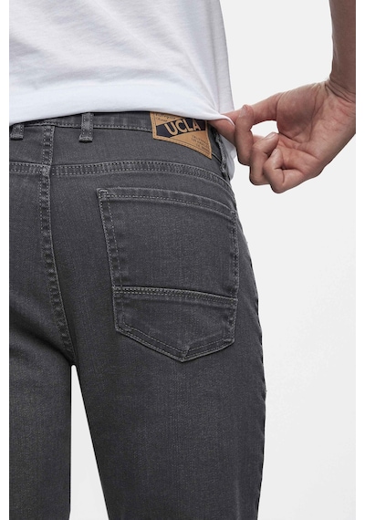 Ucla Fausto Gri Denim Nakışlı Standard Fit Erkek Pantolon Gri
