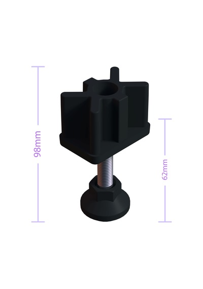 Cateksss 40x60 Mm Plastik Rotil Ayak - Profil Ayağı Tezgah Ayarlı Ayak Siyah - 44 Lü Paket