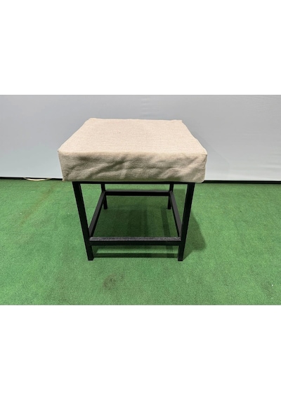 Metal Ayaklı Sırtsız Bank Puf Bench Balkon-bahçe-kafe-çay Seti Pufu Krem