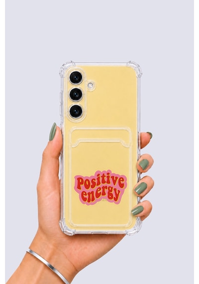 Samsung Uyumlu Galaxy S24 Fe Kartlıklı Pozitif Enerji Desenli Kılıf Şeffaf