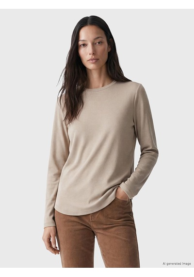 Lc Waikiki Lc Waıkıkı Bej Bisiklet Yaka Soft Touch Kadın Tişört