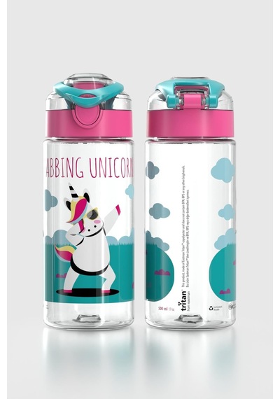 Renga Saga Unicorn Desenli 500 Ml Tritan Çocuk Matara 912014 Pembe-turkuaz Turkuaz - Pembe