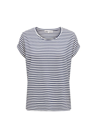 Only Onlmoster Strıpe S/s O-neck Top Jrs Noos Kadın Beyaz Bluz - 15206243