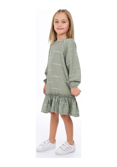 Toontoy Kız Çocuk Baskılı Relax Fit Bisiklet Yaka Reglan Uzun Kollu Volanlı Elbise - Yeşil Toontoy Kız Çocuk Baskılı Relax Fit Bisiklet Yaka Reglan Uzun Kollu Volanlı Elbise - Yeşil