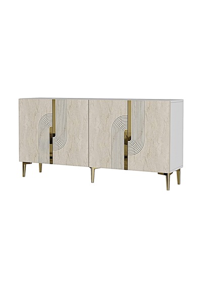Ka1516 Meyra Konsol Ve Tv Sehpası 150cm Beyaz-traverten-gold