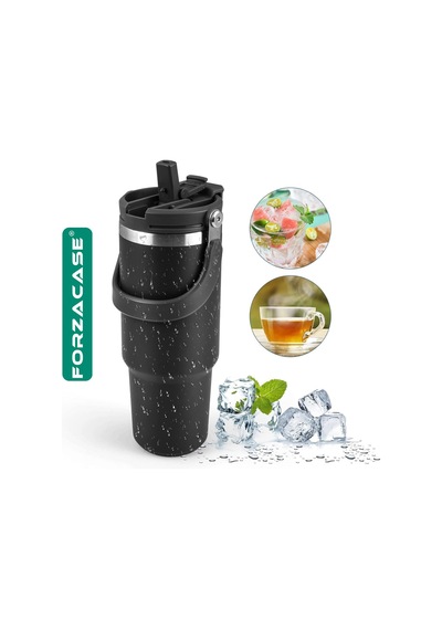 900 Ml Paslanmaz Çelik Pipetli Ve Kilit Kapaklı Kulplu Termos 6 Saat Sıcak/soğuk - Fc1180 Siyah Diğer