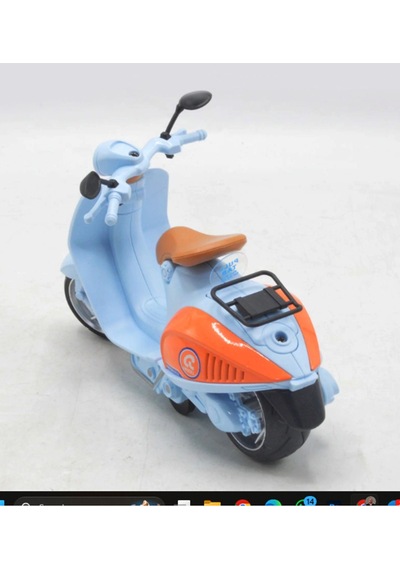 Vespa Motosiklet Çek Bırak Die-cast Vp Sesli Ve Işıklı 1:10 Ölçek 17cm Turuncu Çok Renkli
