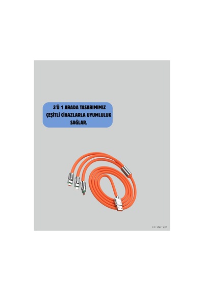 Myceshop 120 W Şarj Ve Veri Aktarımı Kablo 3 Başlıklı Çok Amaçlı Kablo 154925 Hızlı Renkli