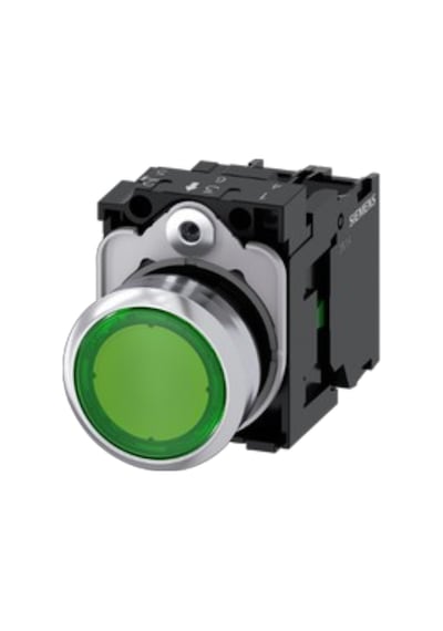 Siemens 3sb6163-0db40-1ba0 - 22mm Led'li Buton Metal Yeşil 24v Ac/dc