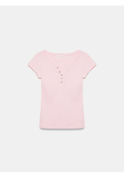 Dilvin 32688 %100 Pamuk Basic T-shirt-toz Pembe