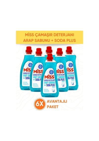 Miss Çamaşır Deterjanı Arap Sabunu Etkili 6 Adet 1500 Ml Avantaj Paketi
