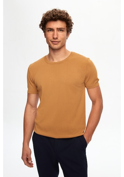 D's Damat Slim Fit Camel Düz Örgü T-Shirt 0Ef069421003M Camel