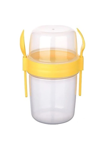 Lb Çift Hazneli - Çatal Kaşıklı Portatif Müsli -atıştırmalık Kabı 650 Ml Çok Renkli