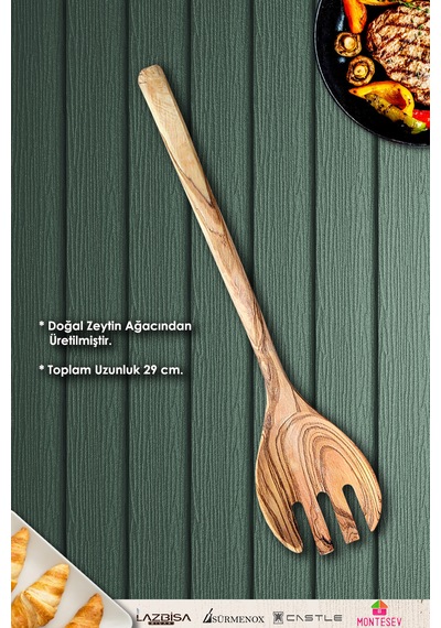 Doğal Diş Budak Ağacı Standlı Ahşap Zeytin Ağacı Kaşık Seti Yemek Kaşık Seti Ahşap Kaşıklık 5 Parça Kahverengi