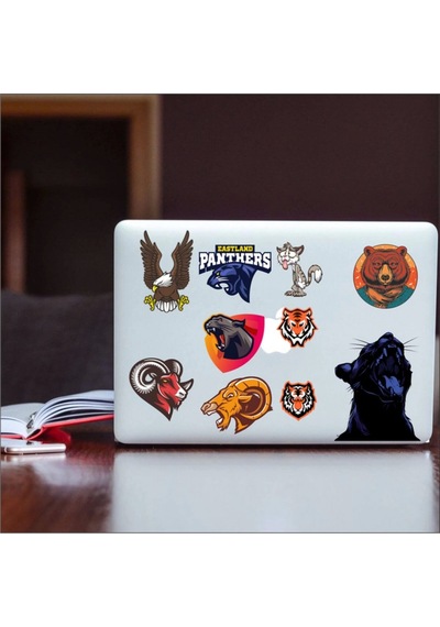 Agresif Hayvanlar Sticker Set-2 10 Parça Telefon, Tablet, Defter, Laptop Sticker