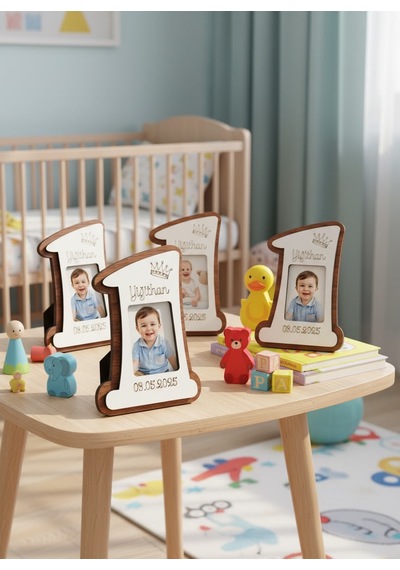 1 Yaş Doğum Günü Magnet 10'lu Fotoğraf Çerçeveli Ahşap