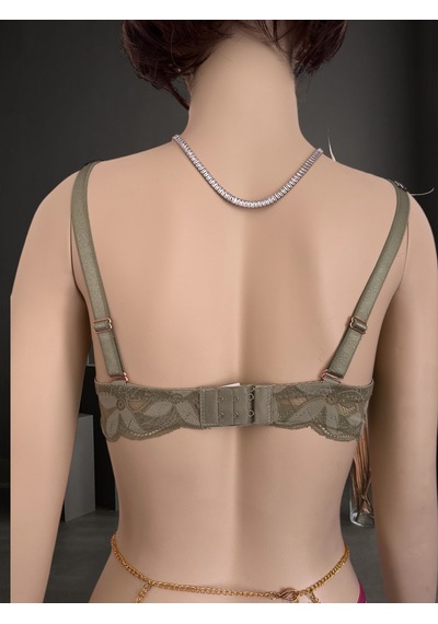 Jasmine Askıları Parlak Taşlı Hafif Destekli Dantelli Soft Cup İt Yeşil