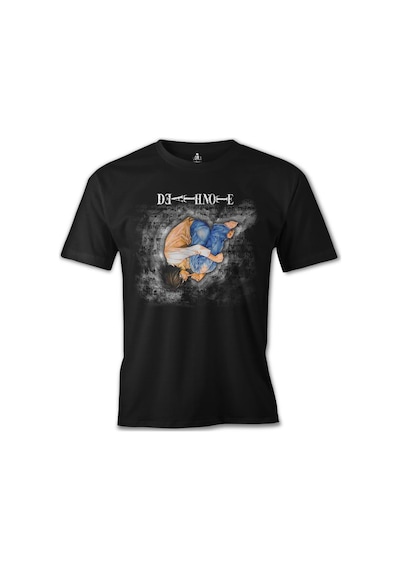 Death Note Upside Down Baskılı Sİyah Erkek Tshirt 001