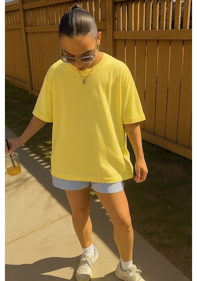 Düz Unisex Tshırt 3q6 Sari