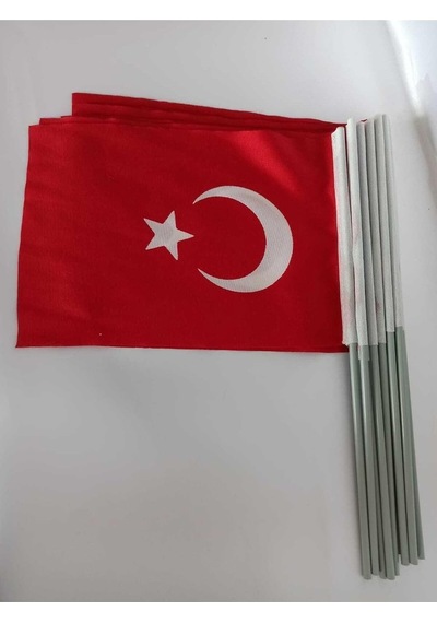 Lona Sanat Türk Bayrağı 30x45 Kumaş Sopalı 20 Adet Diğer