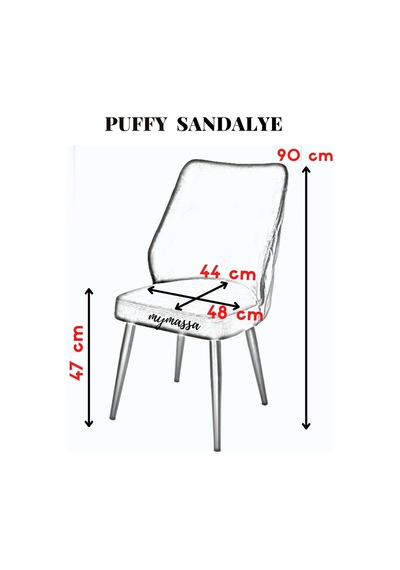 Puffy Sandalye - Babyface Turuncu - Metal Siyah Ayak 2 Adet - Salon Sandalyesi / Mutfak Sandalyesi Kiremit