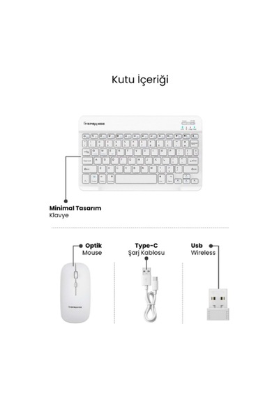 Beyaz Kablosuz Klavye Ve Mouse Seti