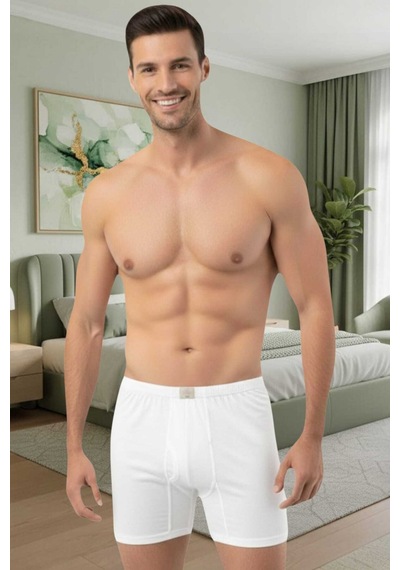 Uniquetrenders Erkek %100 Pamuklu 6'lı Süprem Kumaş Penye Boxer Beyaz