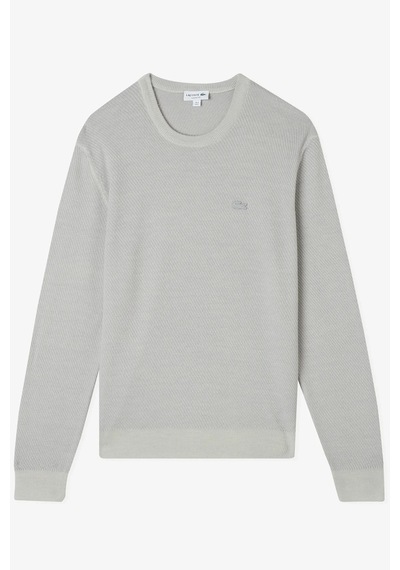 Lacoste Erkek Classic Fit Piramit Örgü %100 Yün Kazak Gri Gri