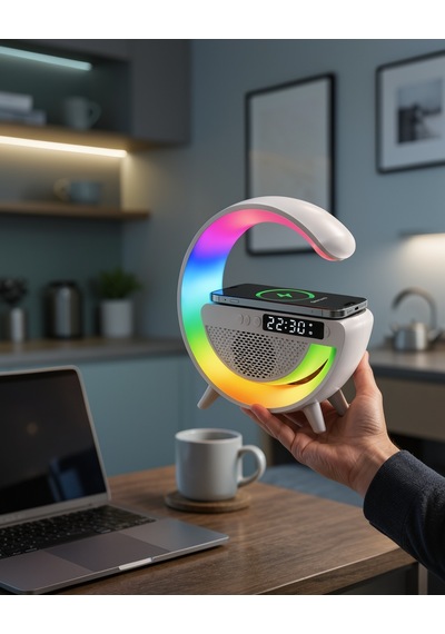 Kablosuz Şarjlı Led Masa Lambası Çalar Saat Xuczgoogledijital-8