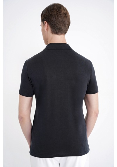Efor Slim Fit Modal Kumaş Siyah Çıtçıtlı Polo Yaka Tişört Ts 923