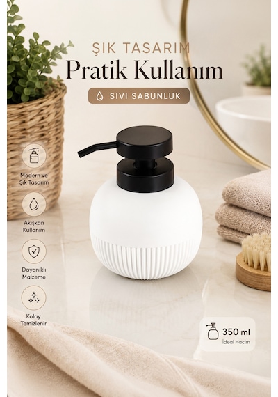 Porsima 3119 Banyo Ve Mutfak Sıvı Sabunluk 450ml Beyaz Beyaz