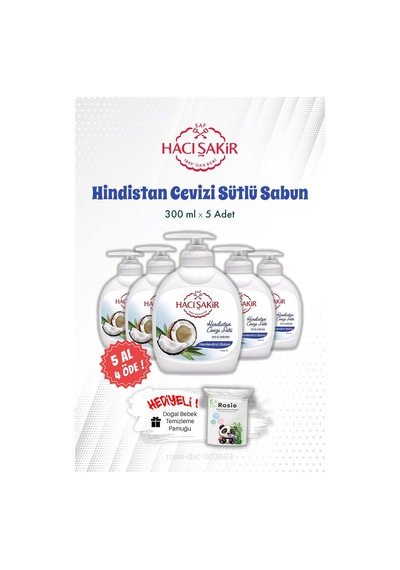 5 Al 4 Öde Hacı Şakir Hindistan Cevizi Sütlü Sıvı El Sabunu 300 Ml Ve Rosıe