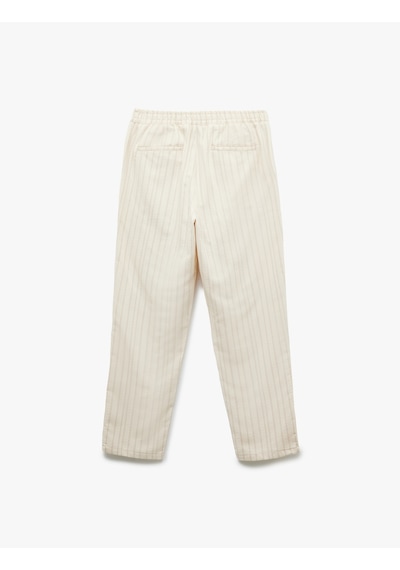 Koton Regular Fit Cep Detaylı Pamuklu Beli Lastikli Pantolon Bej 5sam40166hw Ekru